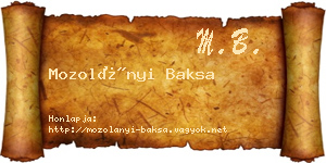 Mozolányi Baksa névjegykártya